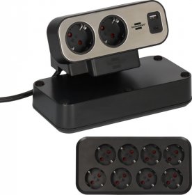 Brennenstuhl 10 Way Socket Outlet Switch - Estilo Duplex Tischsteckdosenleiste, 1x Usb C Und 1x Usb A, 10x Schutzkontakt-steckdosen, 2m Kabel