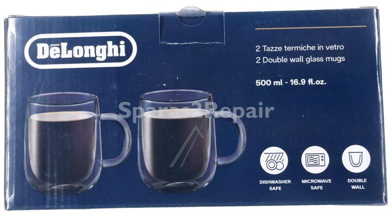 Coffee Cup - Dlsc327 As00006566 Double Wall Glass Mugs 500ml Set Of 2 [Delonghi]