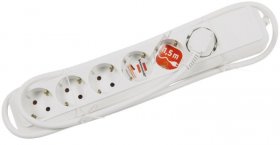 Brennenstuhl Six-way Trailing Socket - Eco-line Six-way Trailing Socket, White, 1,5m