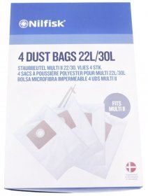 Nilfisk Vacuum Cleaner Bags - 107417195 Dustbag X4 Fleece 22l-30l