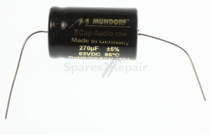 Mundorf 63v Axial Electrolytic 85 Degr - 270uf-63v Audio Elcap Axial 85° 21x36mm Bipolar Raw