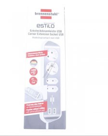 Brennenstuhl Four-way Trailing Socket - Estilo Estilo Four-way Trailing Socket+usb-charging Function 4-ways 2x Protective Contact And 2x Euro Silver-white, 2m, H05vv